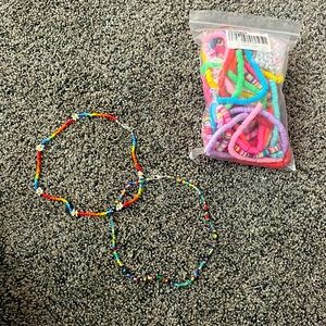 2 beaded necklaces + bead necklace maker kit